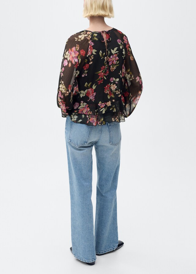 Mango Blusa Floral Volantes