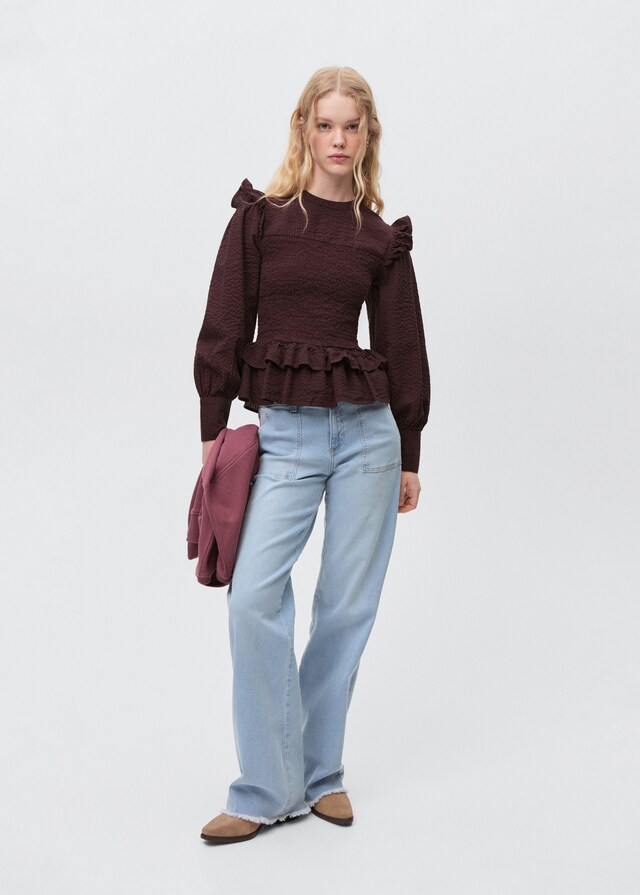 Mango Blusa Fruncida Volantes