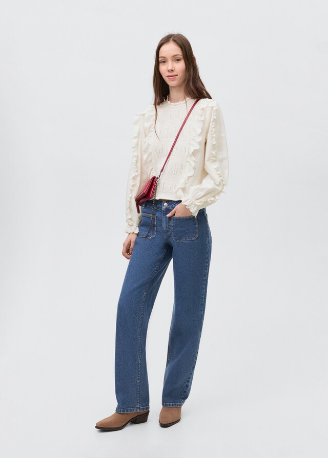 Mango Blusa Fruncida Volantes