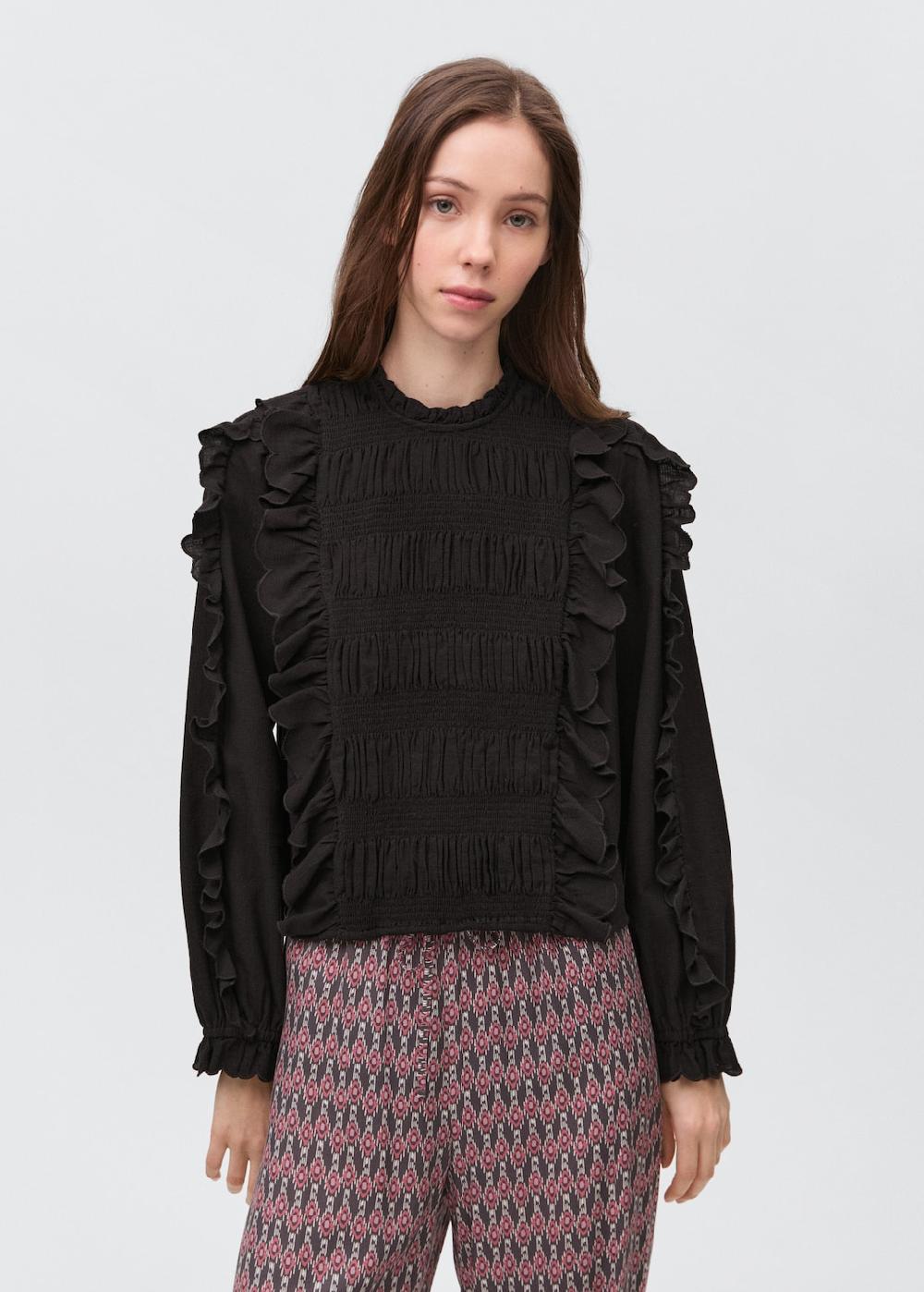 Mango Blusa fruncida volantes