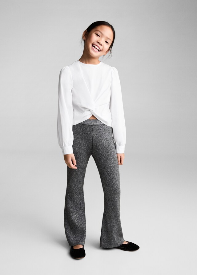 Mango Blusa Nudo Algodón