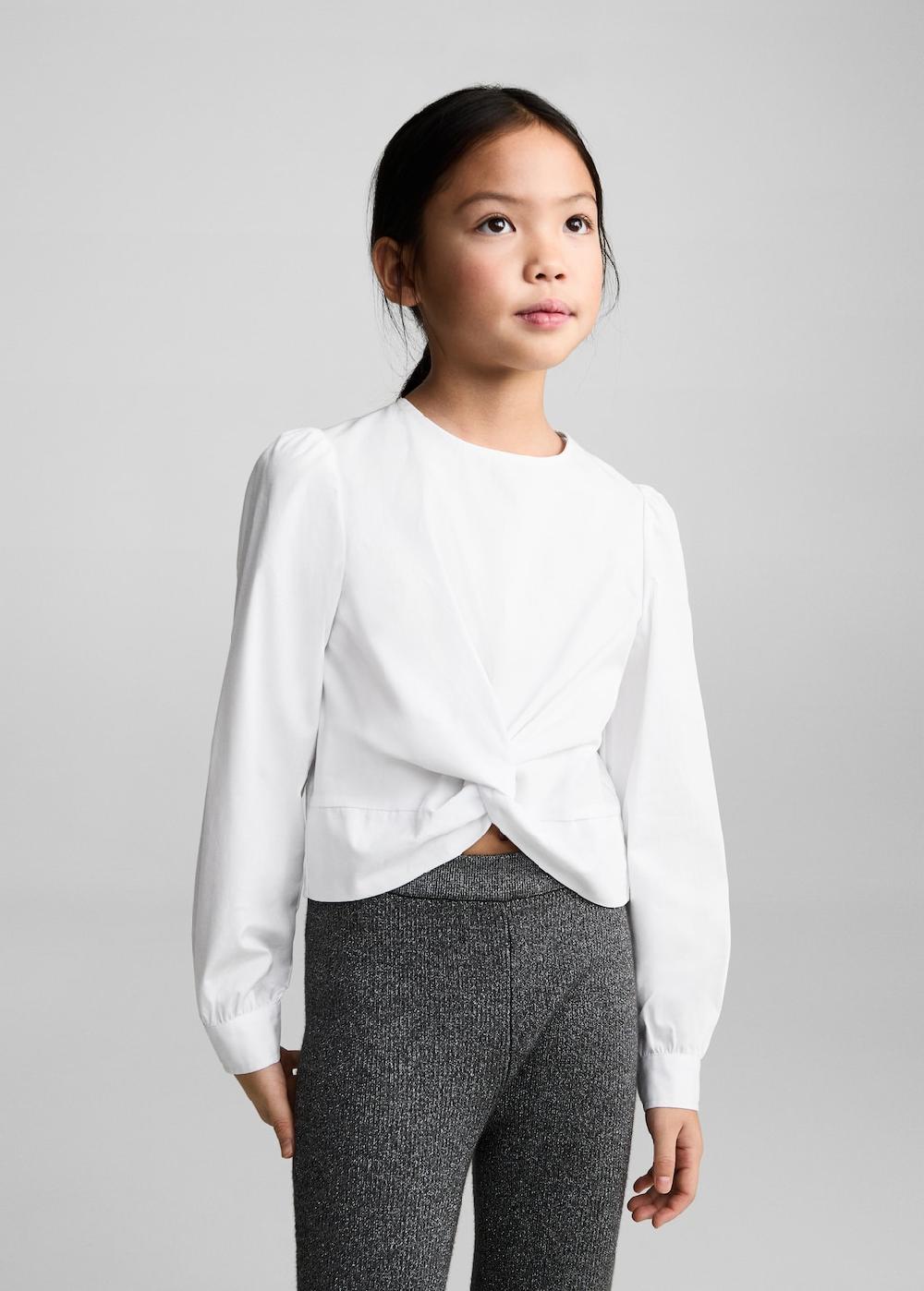 Mango Blusa nudo algodón