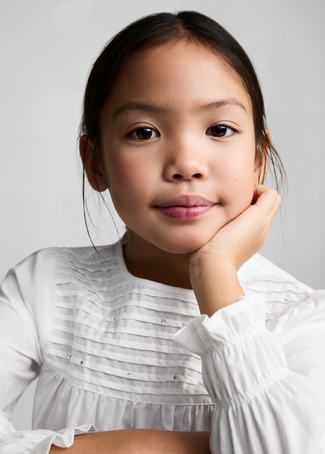 Mango Blusa Plisada Strass