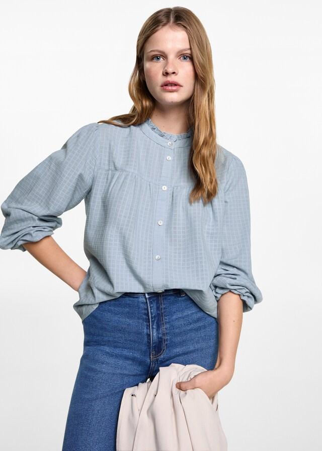 Mango Blusa Textura Cuadros