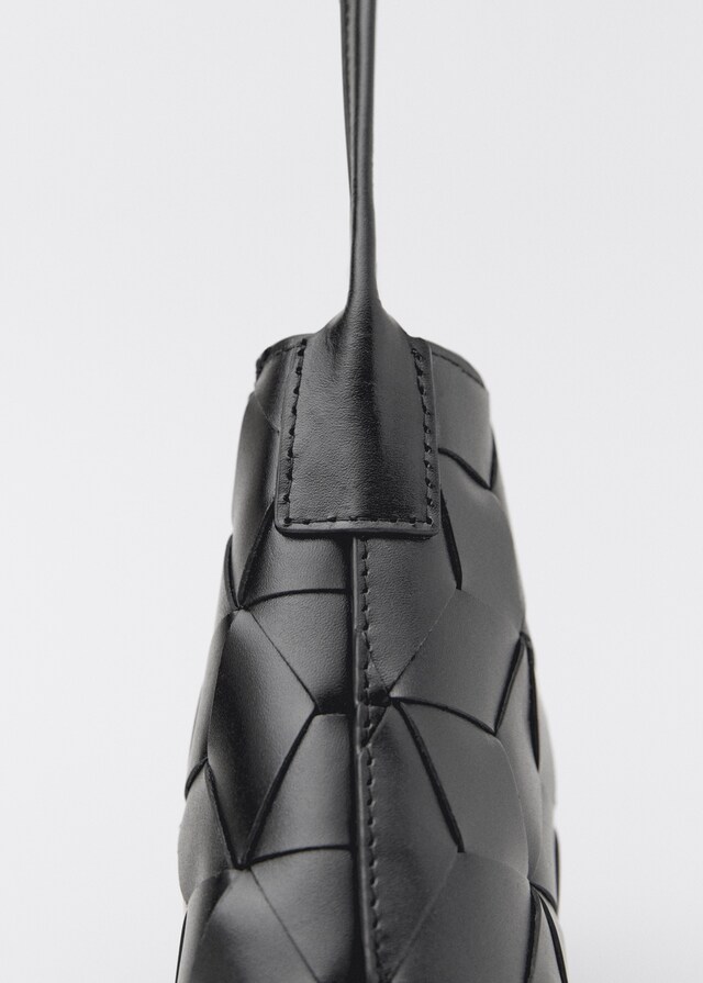 Mango Bolso Hombro Piel Trenzado