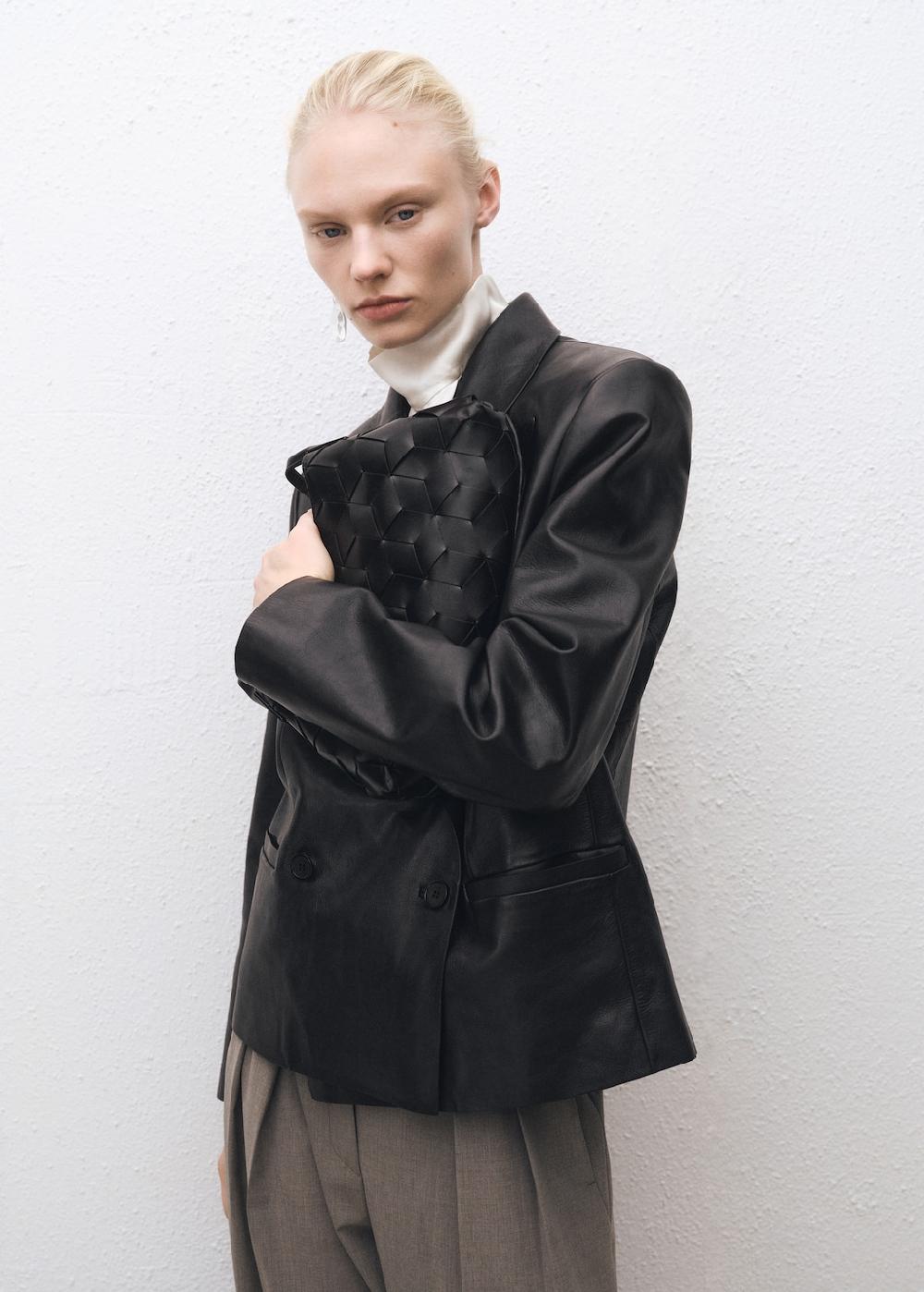 Mango Bolso hombro piel trenzado