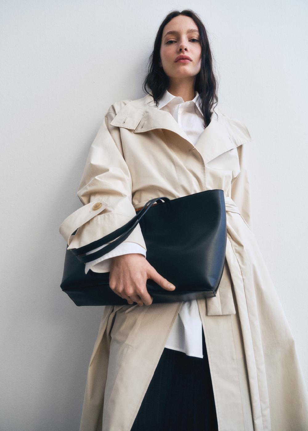 Mango Bolso shopper mediano piel