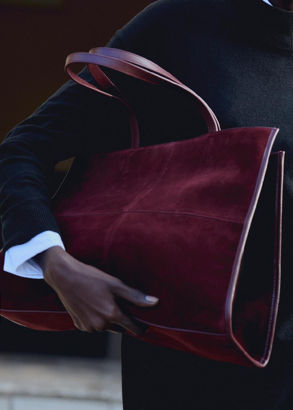 Mango Bolso shopper piel costuras