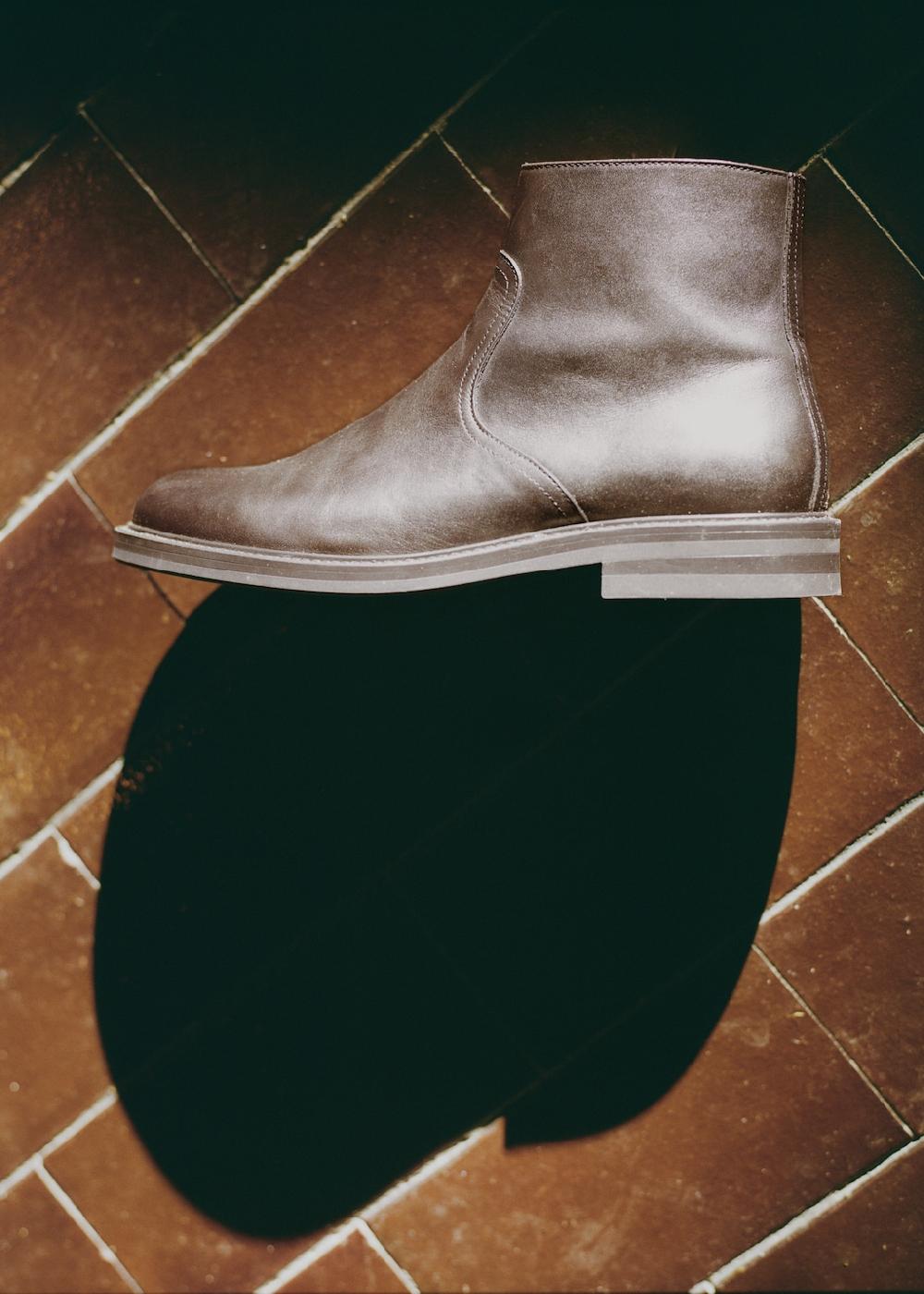 Mango Botín piel cremallera