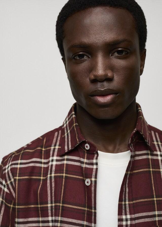 Mango Camisa 100% Algodón Franela Cuadros