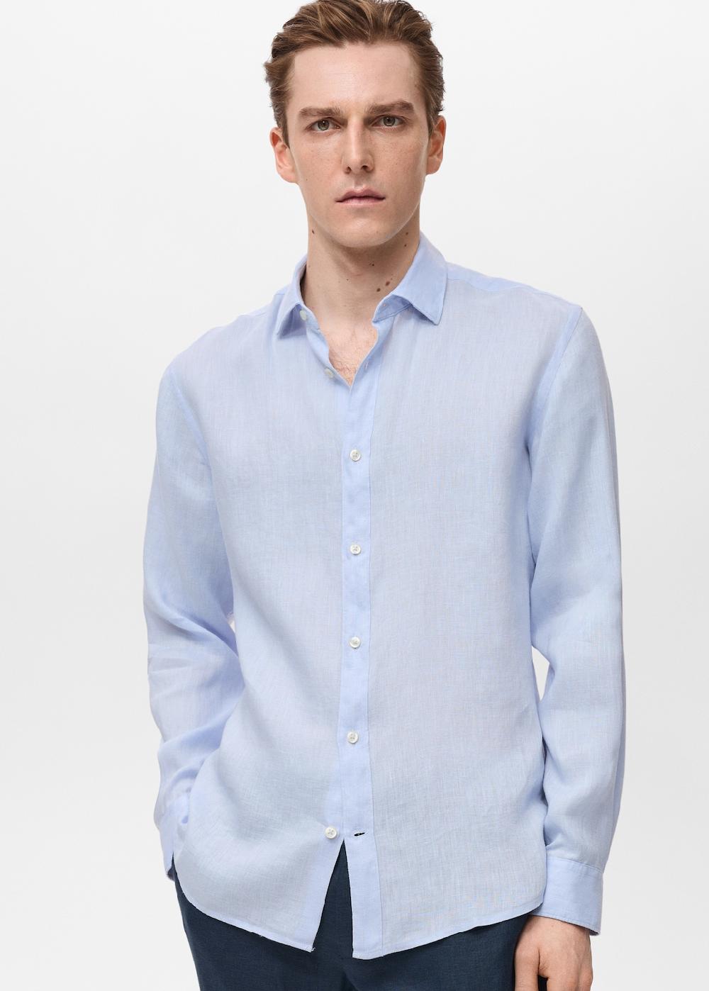 Mango Camisa 100% lino regular fit