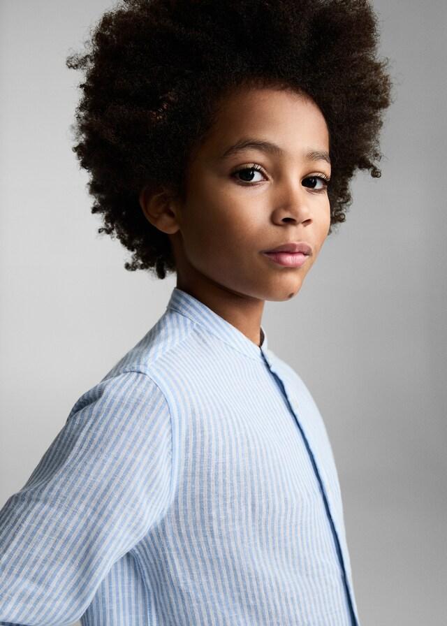 Mango Camisa Algodón Lino Rayas