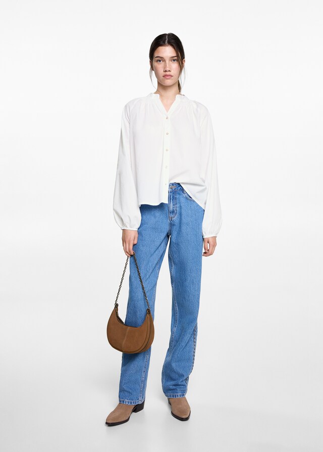 Mango Camisa Manga Abullonada