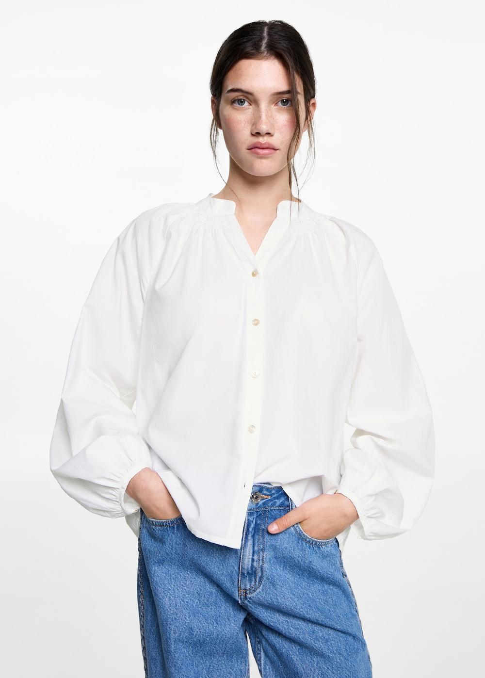 Mango Camisa manga abullonada