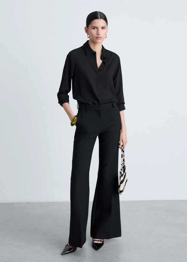 Mango Camisa Manga Larga Fluida