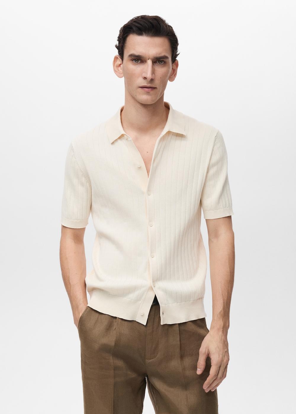 Mango Camisa punto fino canalé