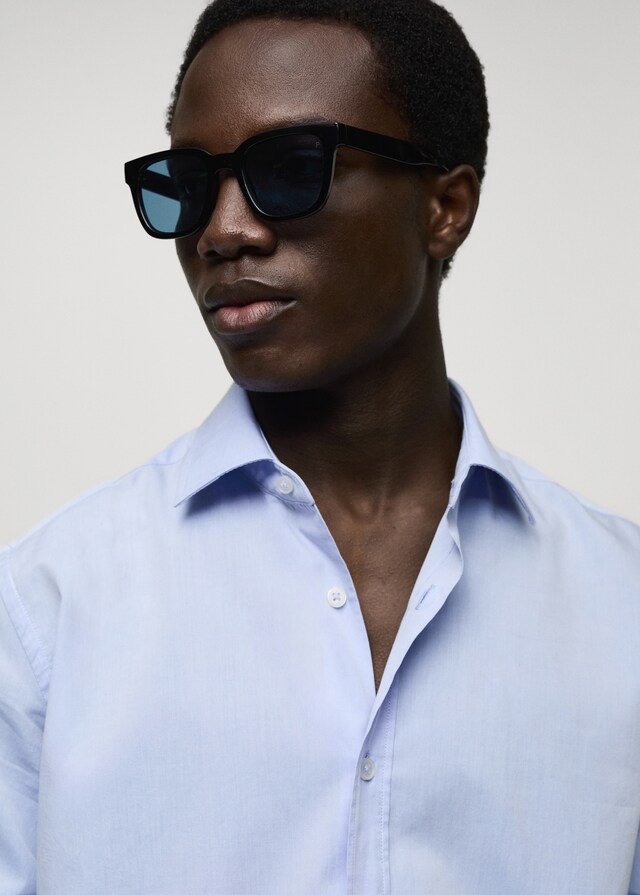 Mango Camisa Regular Fit Algodón Fil-à-fil