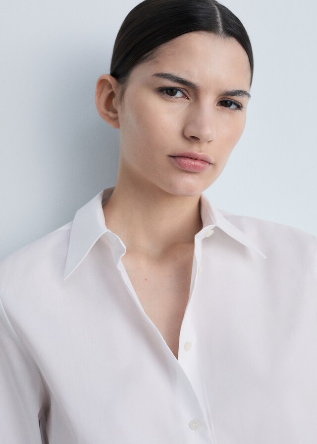 Mango Camisa Regular Mezcla Algodón Lyocell