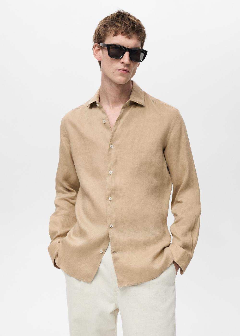 Mango Camisa slim fit 100% lino