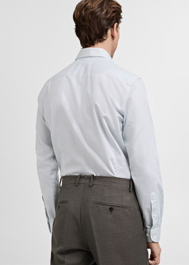 Mango Camisa Traje 100% Algodón Rayas