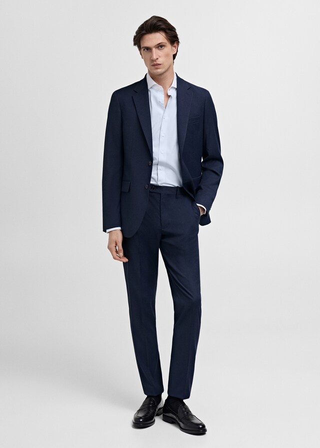 Mango Camisa Traje Rayas Cuello Contraste