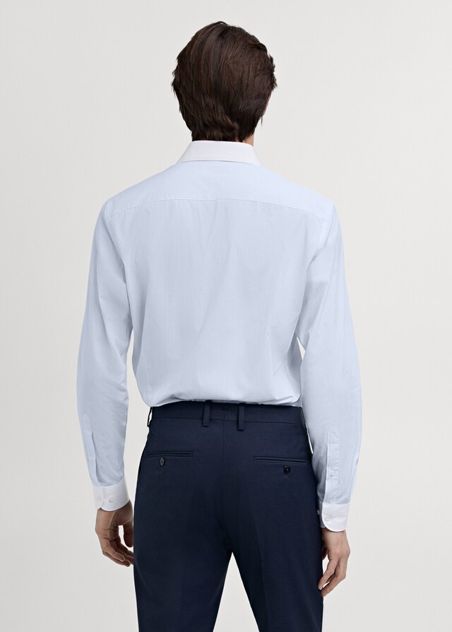 Mango Camisa Traje Rayas Cuello Contraste
