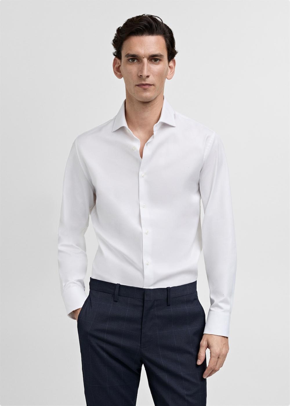 Mango Camisa traje slim fit 100% algodón