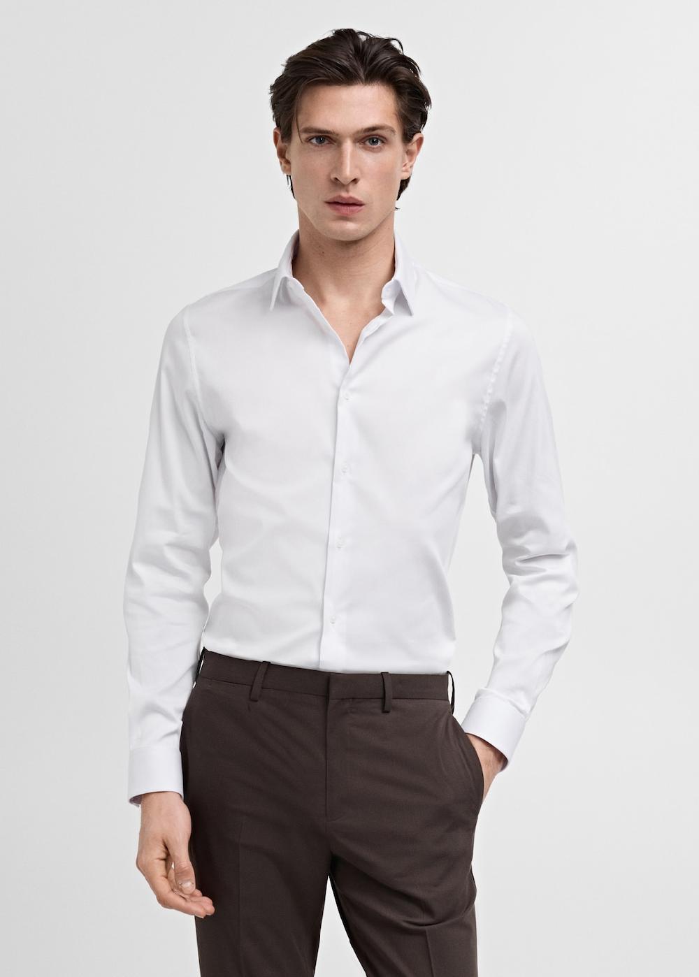 Mango Camisa traje slim fit algodón