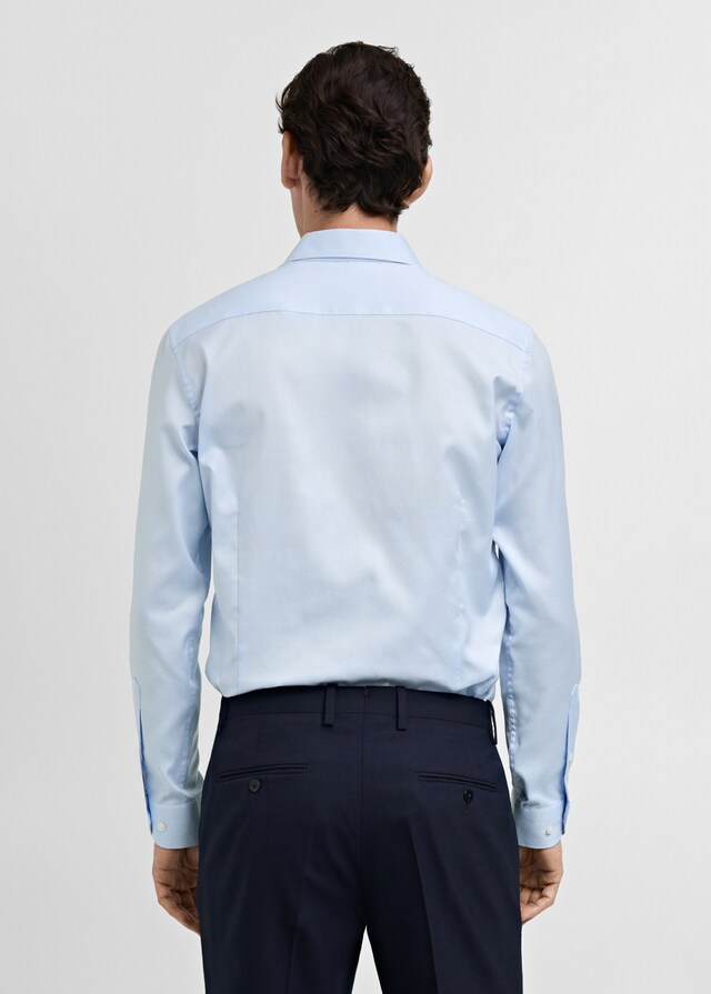 Mango Camisa Traje Slim Fit Algodón Popelín