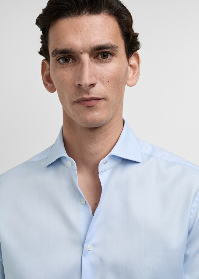 Mango Camisa Traje Slim Fit Algodón Popelín