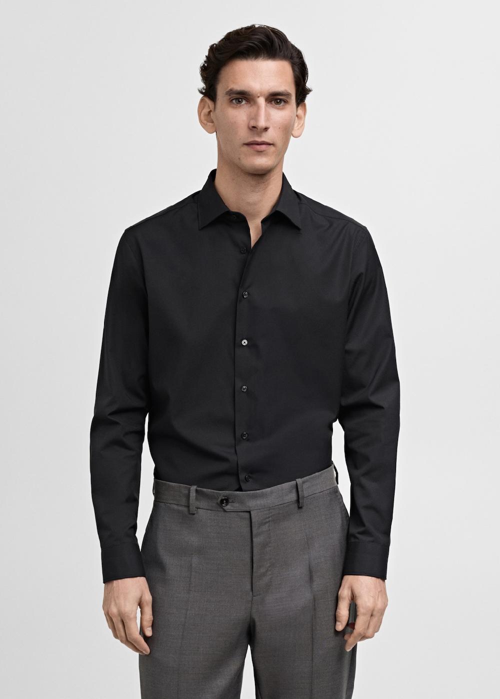 Mango Camisa traje slim fit algodón popelín