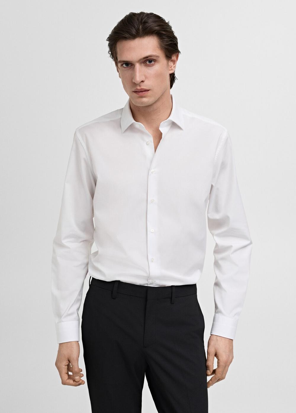 Mango Camisa traje slim fit algodón popelín
