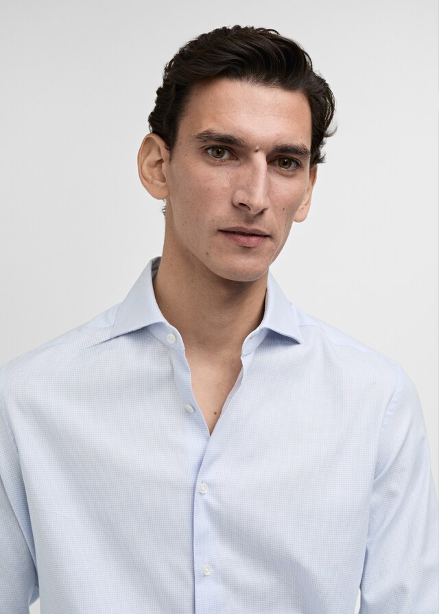 Mango Camisa Traje Slim Fit Twill Microestampado