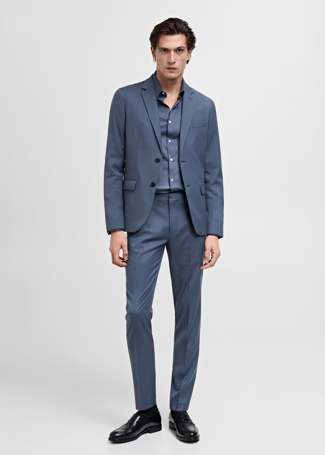 Mango Camisa Traje Super Slim Fit Algodón Stretch