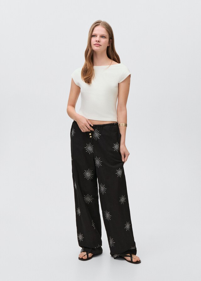 Mango Camiseta 100% Algodón Cuello Barco