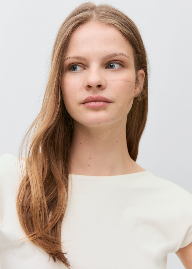 Mango Camiseta 100% Algodón Cuello Barco