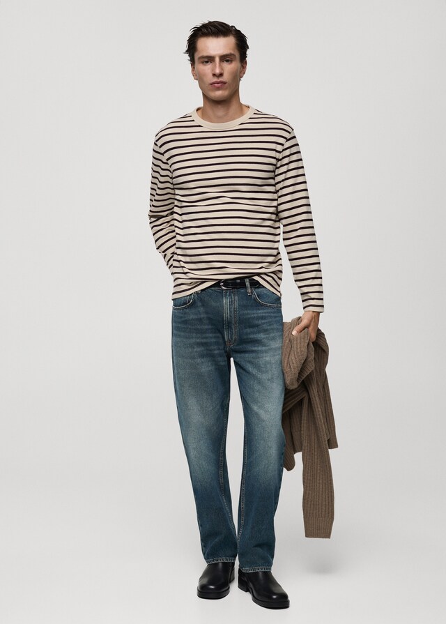 Mango Camiseta 100% Algodón Rayas