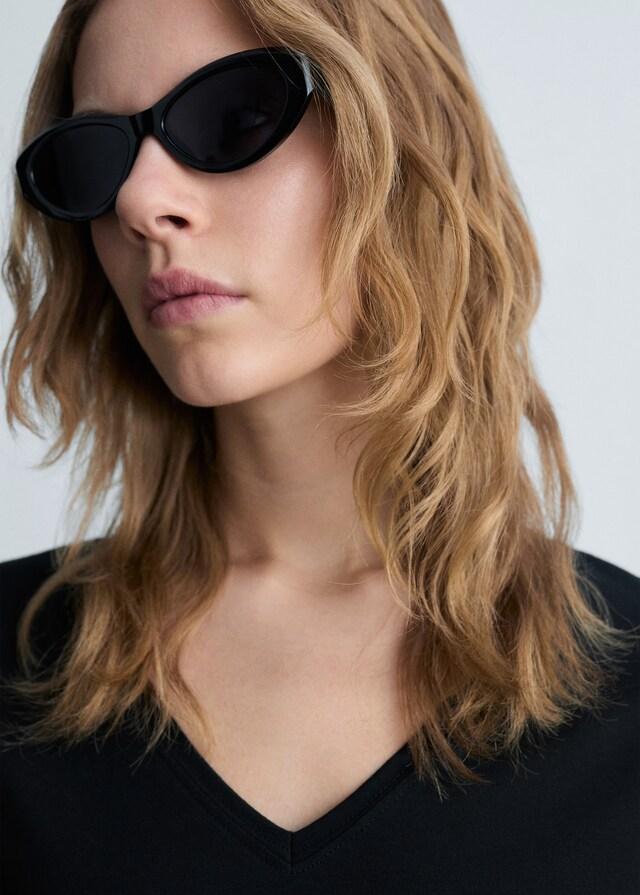 Mango Camiseta Algodón Cuello Pico