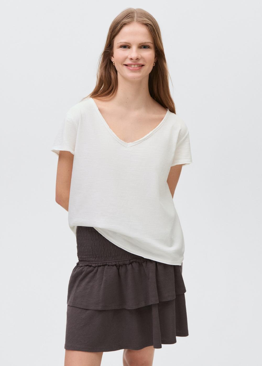 Mango Camiseta algodón cuello pico