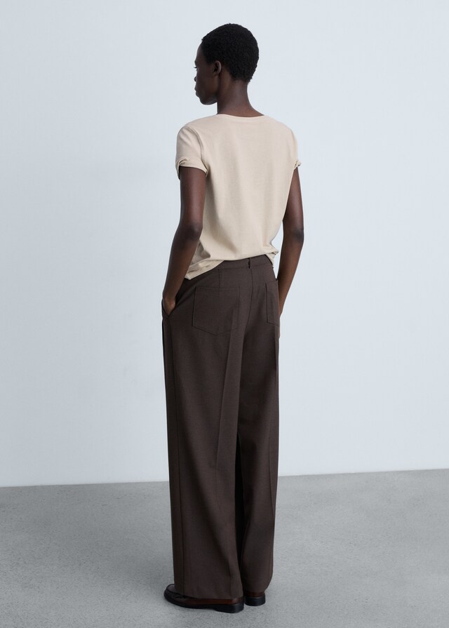 Mango Camiseta Algodón Cuello Pico