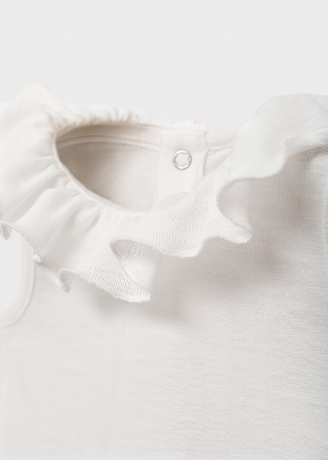 Mango Camiseta Algodón Cuello Volante