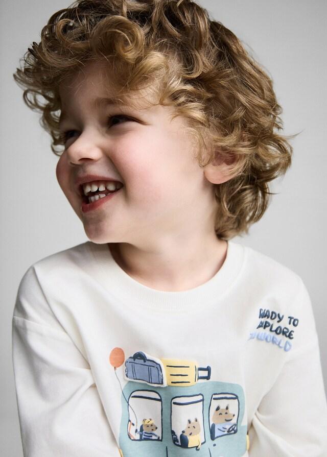 Mango Camiseta Algodón Dibujo