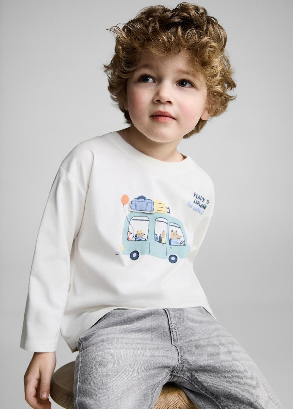 Mango Camiseta algodón dibujo