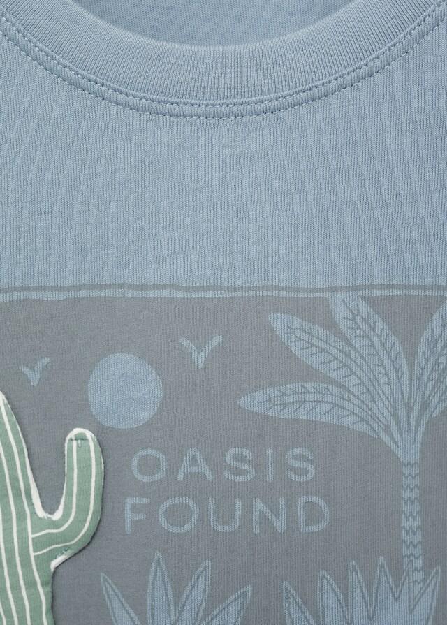 Mango Camiseta Algodón Dibujo Relieve