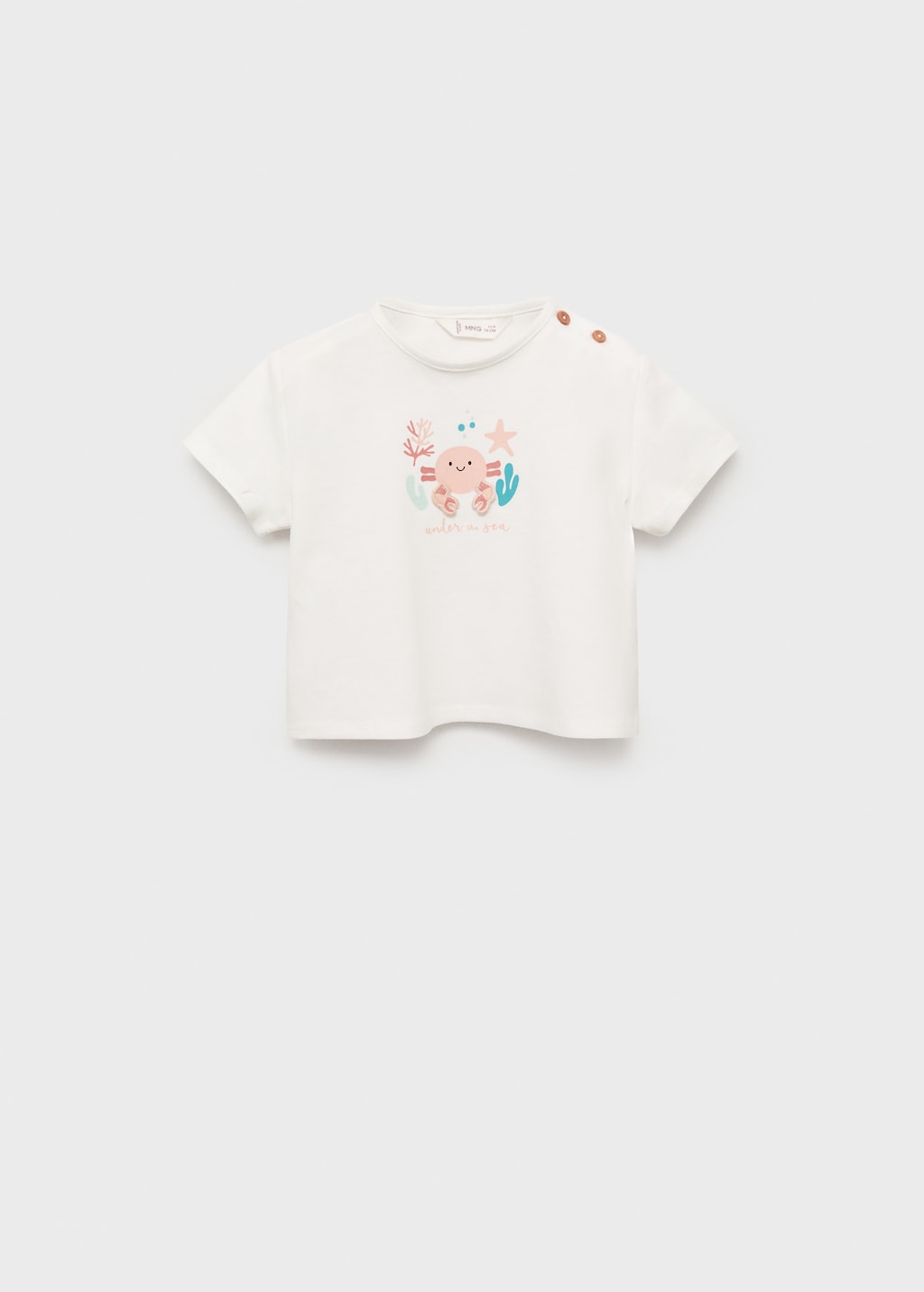 Mango Camiseta algodón dibujo relieve