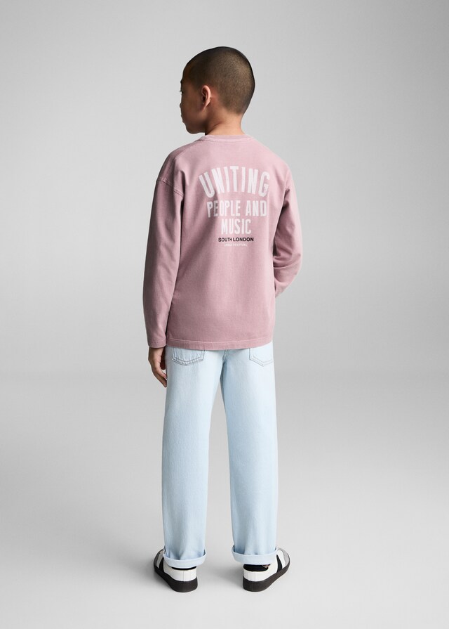 Mango Camiseta Algodón Efecto Lavado