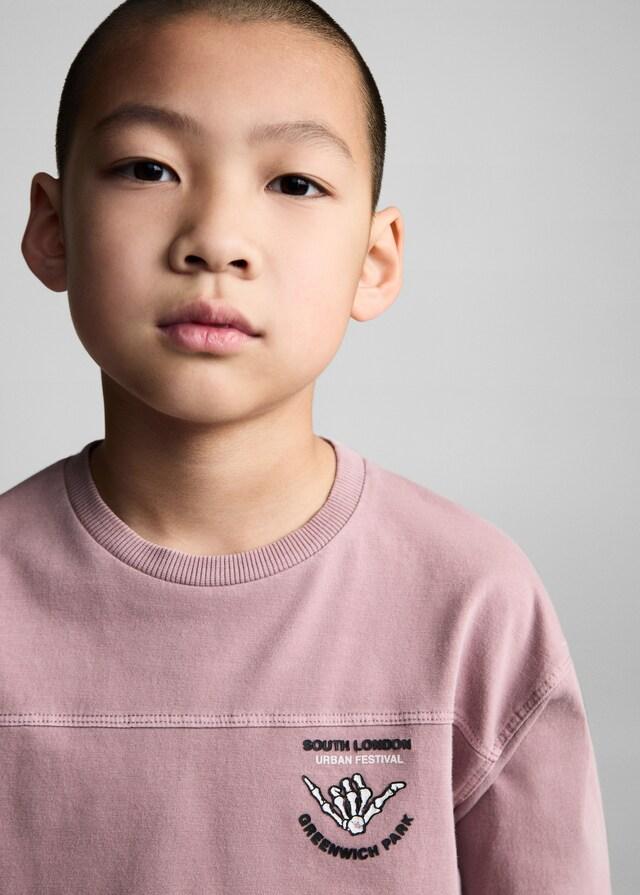 Mango Camiseta Algodón Efecto Lavado