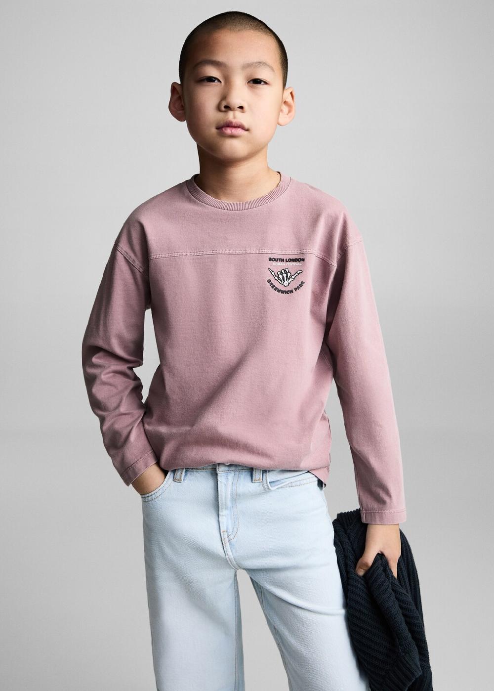 Mango Camiseta algodón efecto lavado