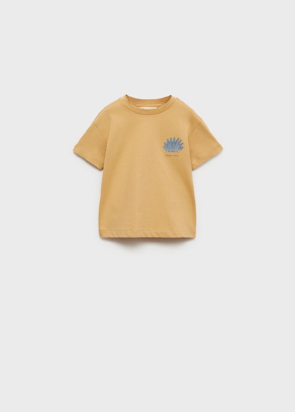 Mango Camiseta algodón estampada