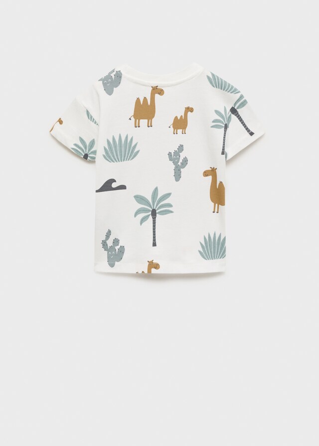 Mango Camiseta Algodón Estampada